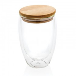 Dvoustěnná sklenice s bambusovým víčkem 350ml, XD Design
