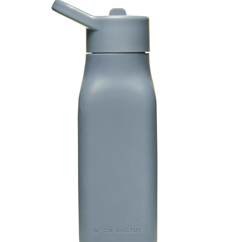 Dětská silikonová láhev, 340ml, Neon Kaktus, Modrá