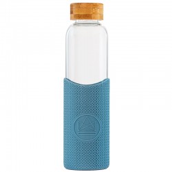 Skleněná láhev s rukávem 550 ml | Neon Kactus | modrá